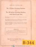 Brown & Sharpe No. 2 & 2B, Grinder & with Hand Feeds Only, Parts Manual 1956