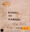 Bachi-Bachi Model 160, 12/24, Winding Machine, Parts Assembly Instruct & Wiring Manual-160-01