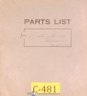 Cone Automatics SM, 1 1/2 Six Spindle Lathe, Parts Manual Year (1945)