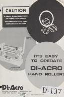 Di-Acro No 2A Hand Operated Roller Operators Instruction & Parts Manual