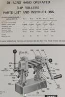 Di-Acro No 2A Hand Operated Roller Operators Instruction & Parts Manual