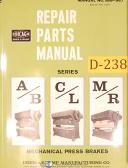 Dreis Krump, ABCDLMR, Mechanical Brake Press, Repair Parts LIst Manual