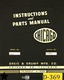 Chicago-Dreis & Krump-Chicago Dries & Drump, SBA104 Hydraulic Bending Machine Operation & Parts Manual-SBA104-05