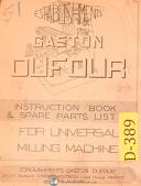 Dufour Gaston No. 51, Universal Milling, Instructions and Spare Parts Manual