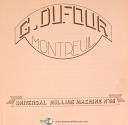 Dufour Gaston No. 55, Fraiseuse Universelle,D'Instructions Et De Pieces Manual