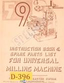 Dufour Gaston No. 59, Universal Milling Machine, Instruct & Spare Parts Manual