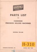 Hardinge Models TM-UM, Milling Machine, Parts Manual