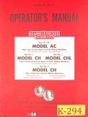 Kearney & Trecker AC, CH CHL CHC-11, Milling, Operator's Manual 1953