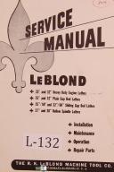 Leblond 25", 30", 32", 50", 60", Lathe Operation & Parts Manual Year (1947)