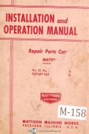 Mattison, No. 24 36 36-48, Surface Grinder, Install Operations & Parts Manual
