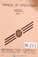  Michigan Tool, Model 995, Gear Lapping Machine, Operations Manual