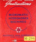  Micromatic Hone 723, 117, Vertical Hone Machine, Operations Manual 1955