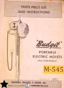 Budgit-Budgit 1 Ton, Portable Electric Hoist Pullcord Models Instruct Maintenace Manual-1 Ton-01