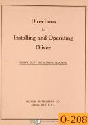 Oliver Heavy Duty Die Making Machine, Installation and Operations Manual 1955