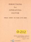 Oliver Hydraulic Face Milling Cutter Grinder, Operations Manual 1954