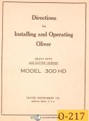Oliver Model 300HD, Ace Cutter Grinder, installing Operating & Parts Manual 1947