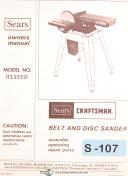 Craftsman Model 113.22521, Belt & Disk Sander, Operation & Parts Manual 1976