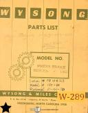 Wysong-Wysong 20 ton Hydra Mech Operators Manual Parts List-20 Ton-06