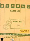 Wysong-Wysong 20 ton Hydra Mech Operators Manual Parts List-20 Ton-04
