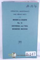 Brown & Sharpe No. 13 Grinder Parts & Operation Manual